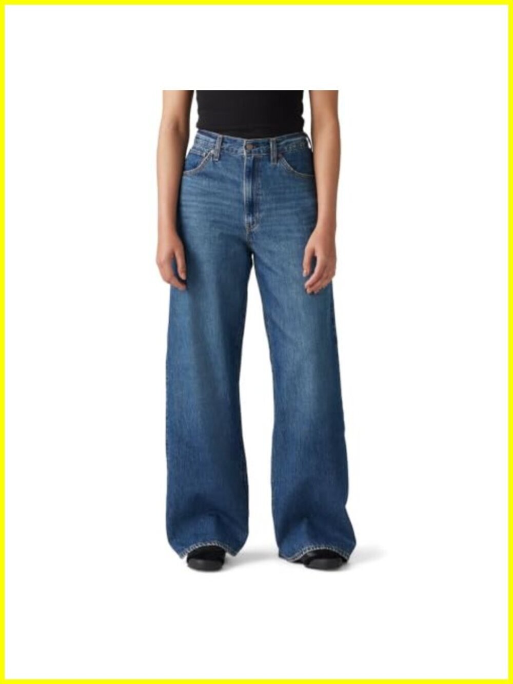 High Rise Baggy Jeans Women Wide Leg Straight Non-Stretch Cotton Denim